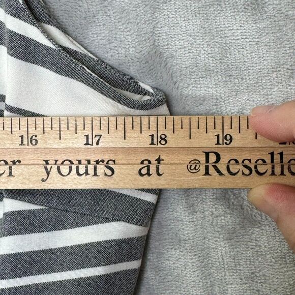 Calvin Klein Dress Womens 12 Gray White Stripe Fit & Flare Sleeveless Career - Picture 7 of 11